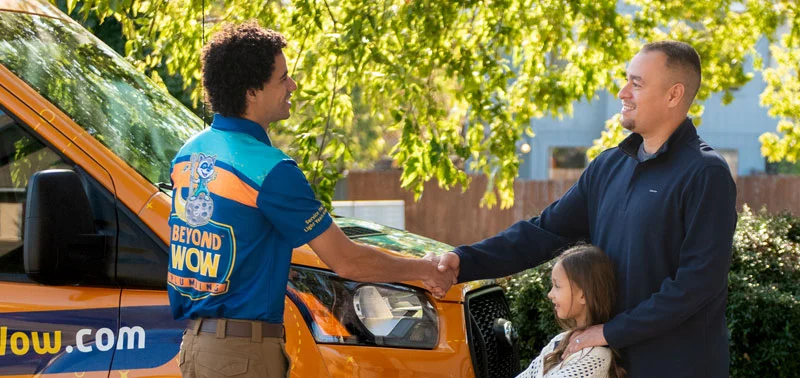 friendly tech meeting customer