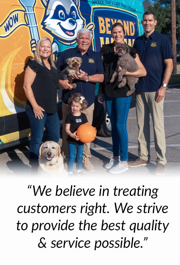 customer service quote and family photo
